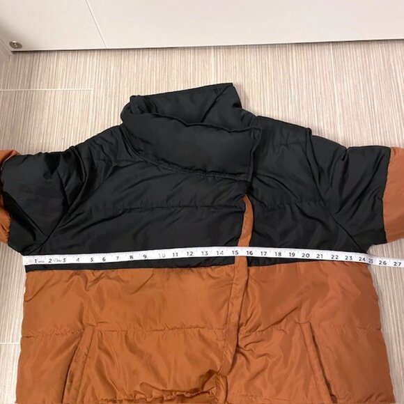 Summersalt Colorblock Eco Puffer Jacket Coat Size Medium Brown Black - Picture 15 of 16